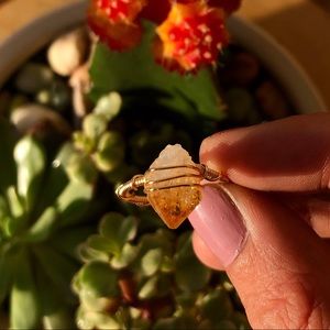 Citrine Crystal Gold Ring size 6